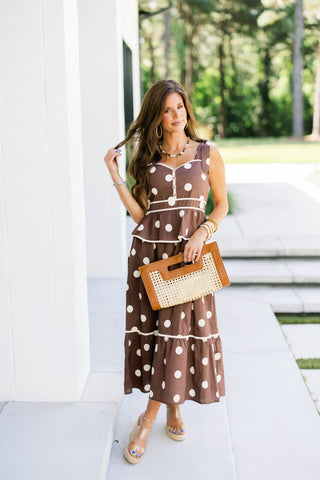 Cocoa & Cream Polka Dot Midi Dress