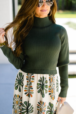 Ollie Olive Printed Midi Dress