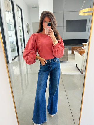 Bailey Brick Puff Sleeve Top