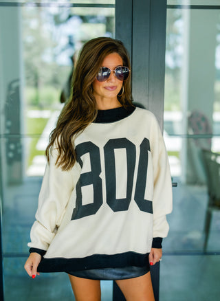 "BOO" Mock Neck Pullover