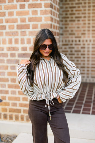 Shifting Focus Brown Stripe Jacket