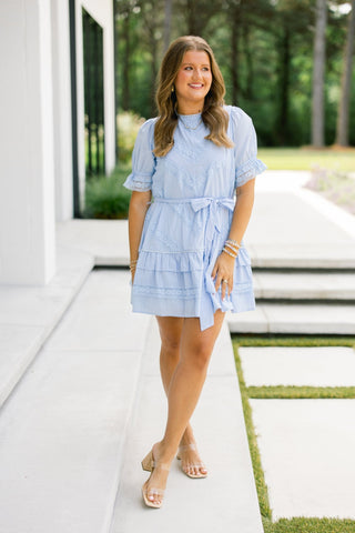 Blue Skies Lace Trim Dress - Instyle Boutique