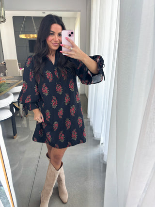 Feeling The Fall Vibes Black Dress