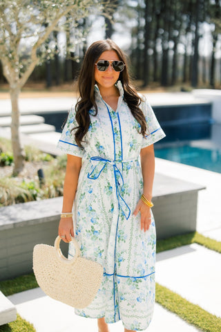 Wisteria Path Blue Floral Dress - Instyle Boutique