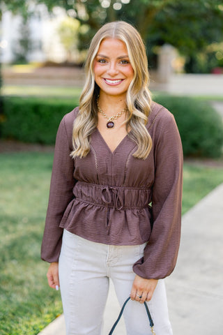 Chocolate Charm Peplum Top - Instyle Boutique