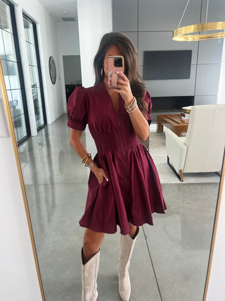 Better Off Burgundy Zipper Dress