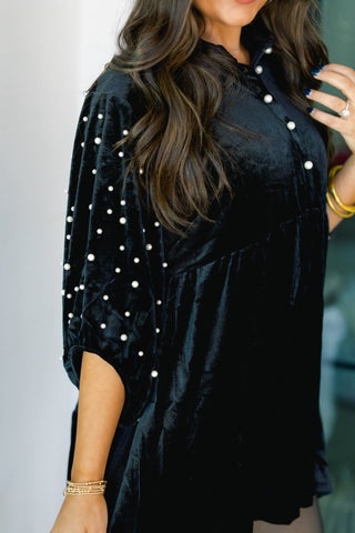 Velvet & Pearl Black Tunic - Instyle Boutique