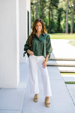 Sweet and Scalloped Olive Top - Instyle Boutique