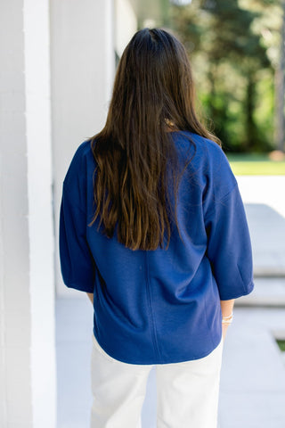Happy Hour V-Neck Dolman Top-Navy - Instyle Boutique