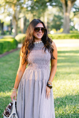 Gather Around Brown Gingham Dress - Instyle Boutique