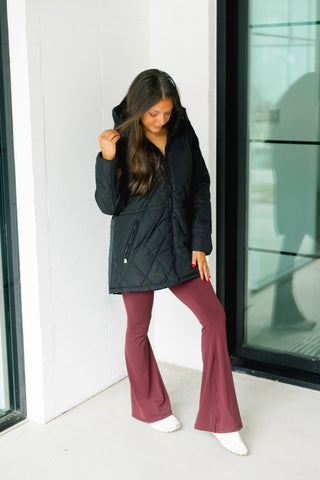 Black Quilted 3/4 Length Jacket ~DOORBUSTER DEAL~ - Instyle Boutique