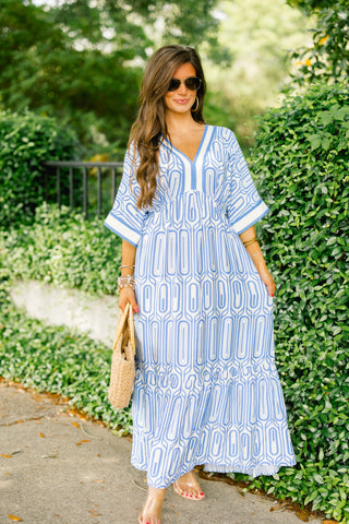 Beside You Blue Printed Dress