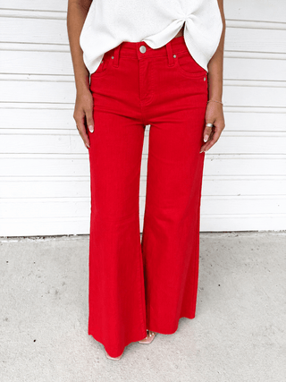 Fiesta Red Wide Leg Jeans ~PREORDER~ - Instyle Boutique