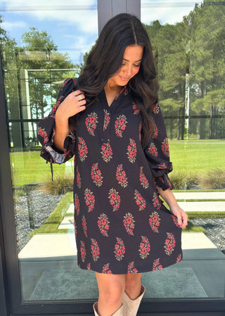 Feeling The Fall Vibes Black Dress