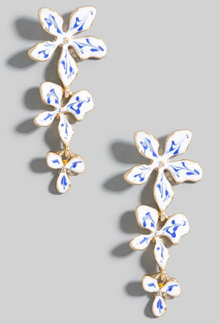 Blue & White Floral Ceramic Earrings - Instyle Boutique