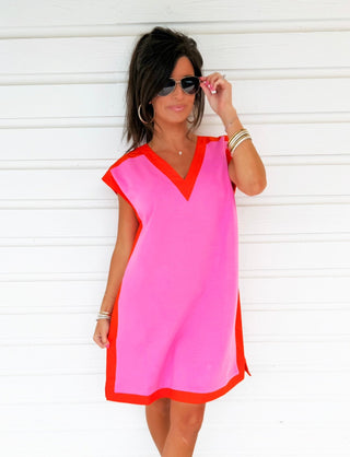Sorbet Shift – Colorblock V - Neck Mini Dress - Instyle Boutique