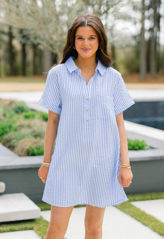 Love In The Moment Light Blue Striped Dress - Instyle Boutique