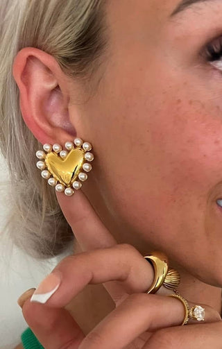 Pearl Heart Earrings - Instyle Boutique