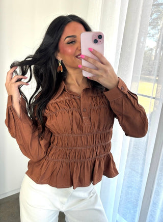 Sweet Cinnamon Ruched Top - Instyle Boutique