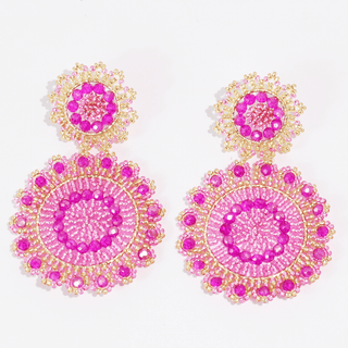 Hot Pink Bloom Beaded Earrings ~PREORDER~ - Instyle Boutique
