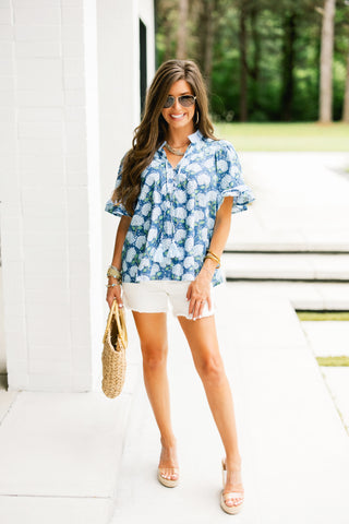 Bloom With Grace Navy Floral Top