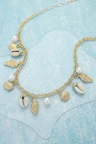 Shell and Pearl Charm Necklace