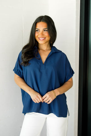 Business Babe Navy Top - Instyle Boutique