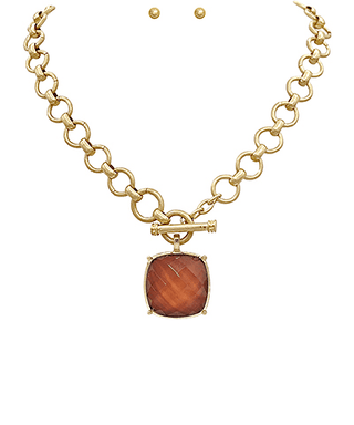 Brown Stone Toggle Necklace - Instyle Boutique