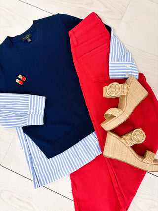 Marina Coastal Navy Sweater - Instyle Boutique