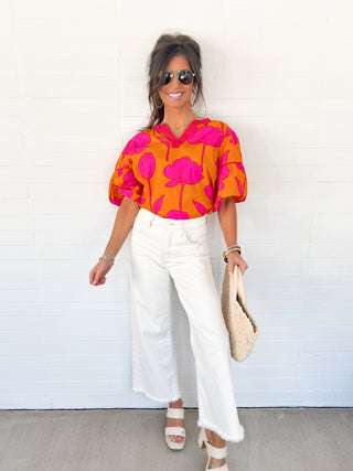 Pop Of Petals Orange Floral Top