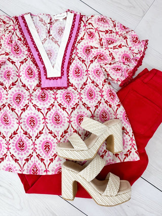 Posh Pink Printed Top - Instyle Boutique
