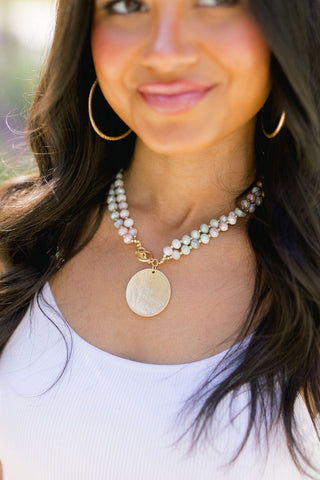 Pastel Beaded Medallion Necklace - Instyle Boutique