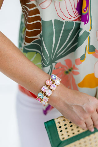 Pastel Multi Glass Stone Bracelet - Instyle Boutique