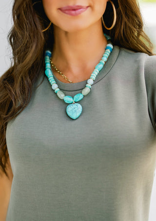 Mint Gem Heart Necklace - Instyle Boutique