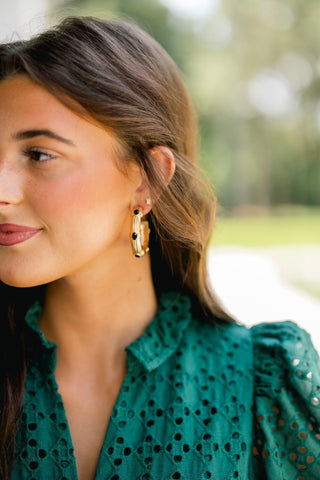 Black Stone Hoops - Instyle Boutique
