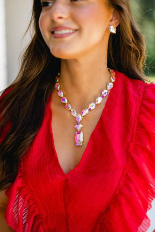 Aurora Crystal Y-Drop Necklace Set - Instyle Boutique