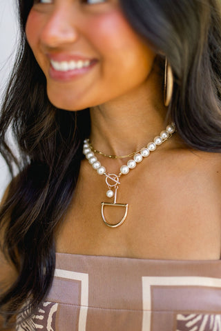 Horsebit & Pearl Charm Necklace - Instyle Boutique