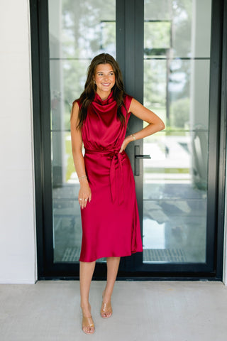 Fifth Avenue Tie Waist Midi Dress - Instyle Boutique