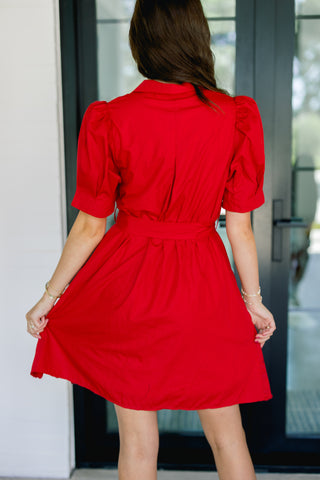 Red Letter Eyelet Hem Dress