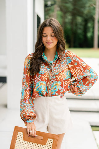 Flora Lux Printed Top - Instyle Boutique