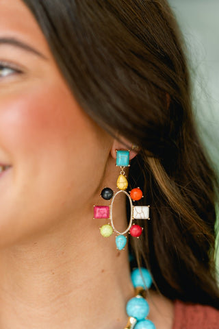 Olivia Oval Drop Earrings- Multi - Instyle Boutique