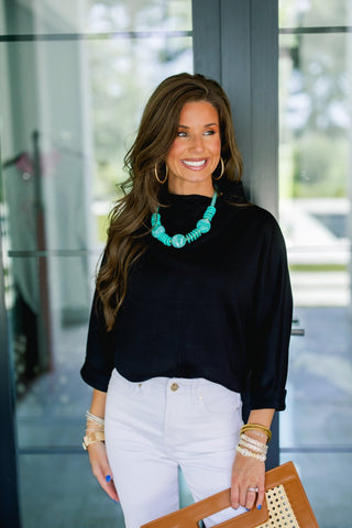The After Dark Mock-Neck Top-Black ~PREORDER~ - Instyle Boutique