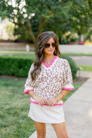 Spotted In Pink Sweater - Instyle Boutique