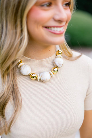 Round Top Cream Necklace - Instyle Boutique