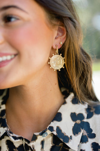 Gold Coin Textured Earrings - Instyle Boutique