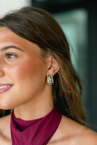 Blue Dotted Hoop Earrings - Instyle Boutique