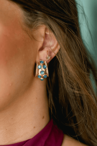 Blue Dotted Hoop Earrings - Instyle Boutique