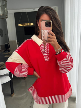 Cool Girl Vibes Red Contrast Top