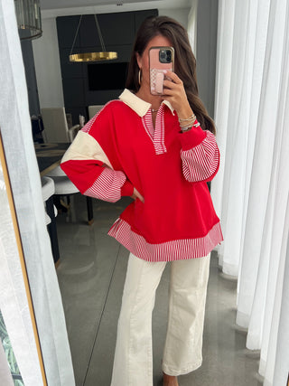Cool Girl Vibes Red Contrast Top