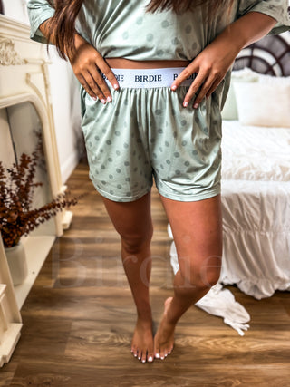 BIRDIE PREORDER Tee Boxer Short Set in Pistachio Dot (Sold As Set)